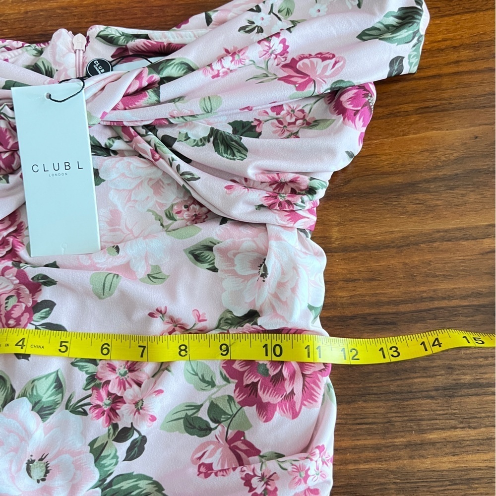 Pink Floral Off Shoulder Ruched Maternity Midi Dress size 6 - Picture 13 of 16